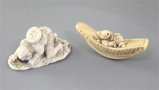 Two Japanese ivory netsuke, 19th century, 5.6cm